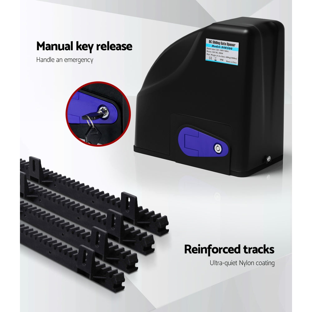 LockMaster 4M 600KG Automatic Sliding Gate Opener Kit 3 Remotes