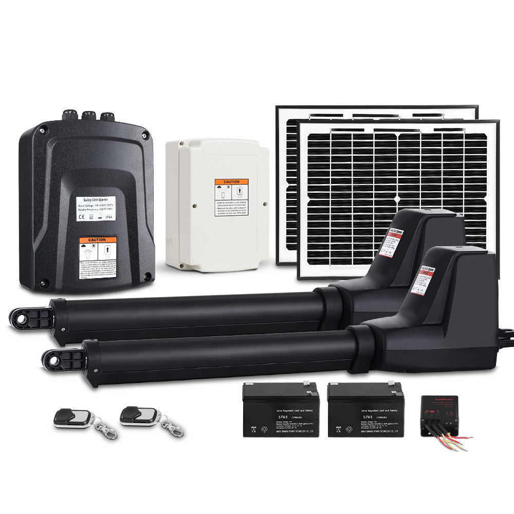 Lockmaster Dual Swing Gate Opener 800KG Solar-Powered 20W