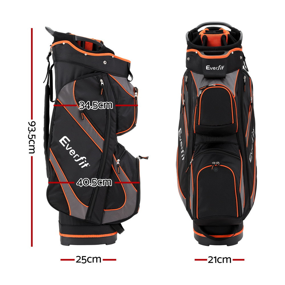 Everfit 14-Way Divider Golf Bag Stand Insulated Black Orange