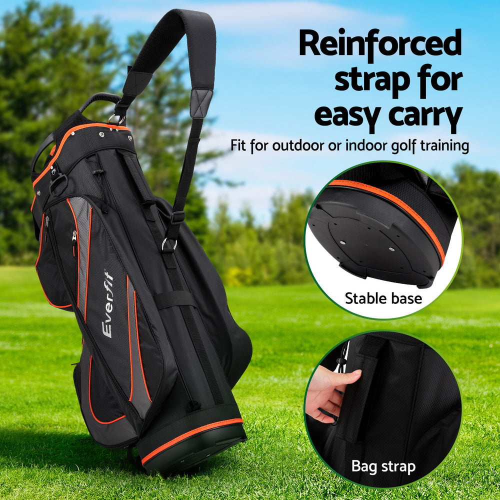 Everfit 14-Way Divider Golf Bag Stand Insulated Black Orange