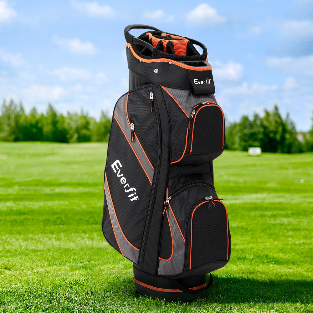 Everfit 14-Way Divider Golf Bag Stand Insulated Black Orange