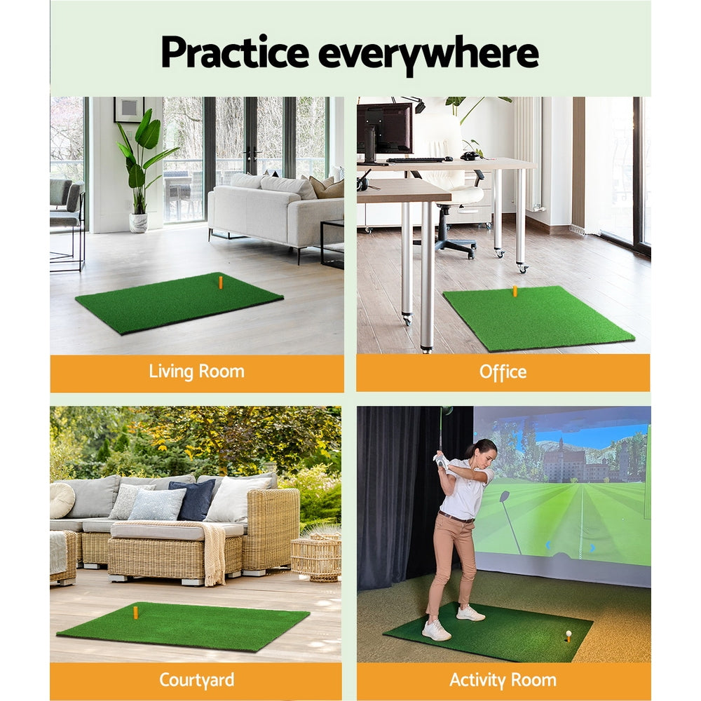 Everfit 80x60cm Golf Practice Mat Portable Driving Range Training Aid Green