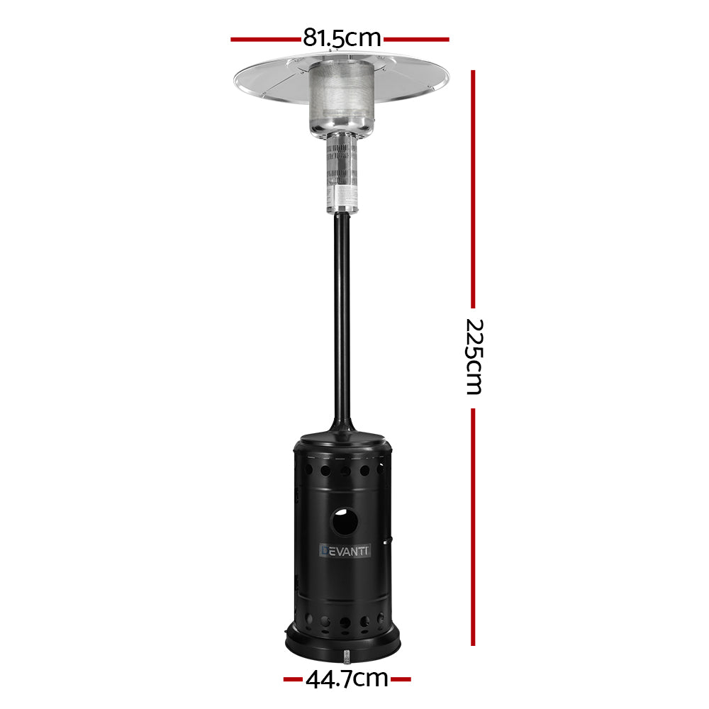 Devanti Outdoor Gas Patio Heater 13.5kW Black/Silver