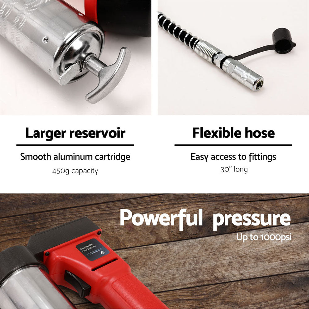 Giantz 20V Cordless Grease Gun 450g 9000PSI Red