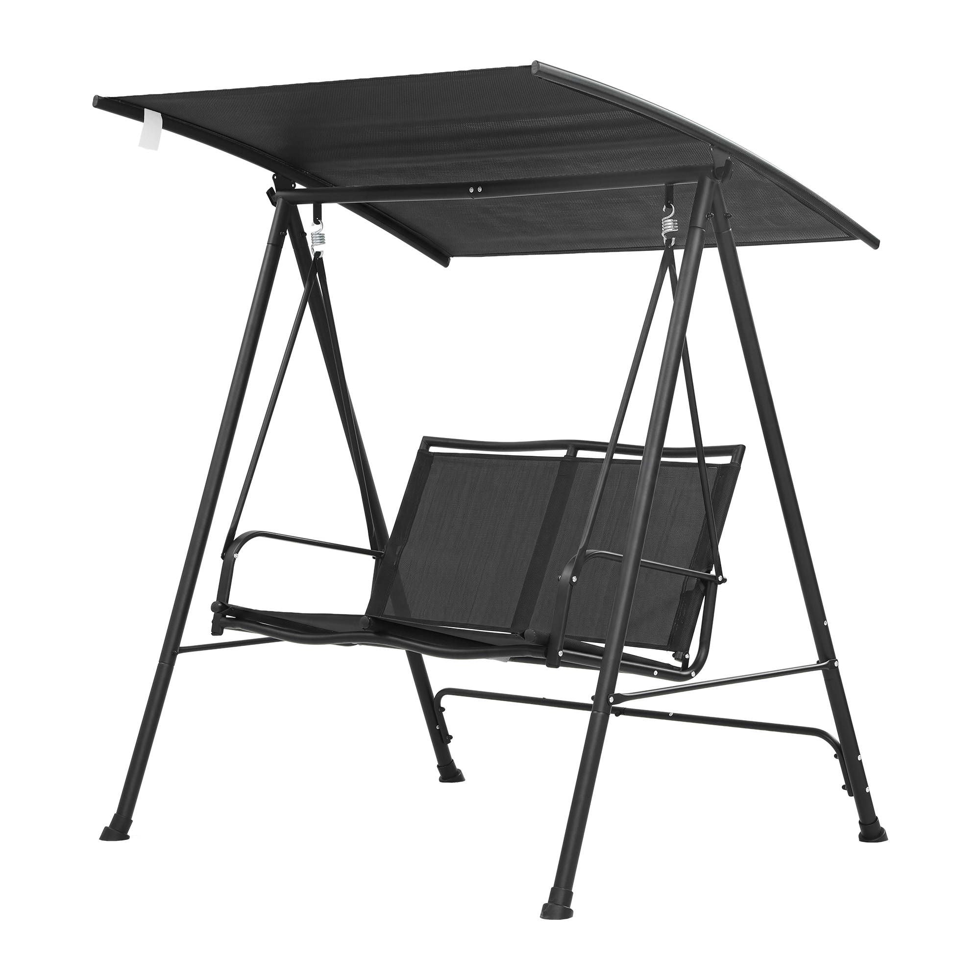 Gardeon Outdoor Swing Chair with Adjustable Canopy 142cmx172cm Stand Black