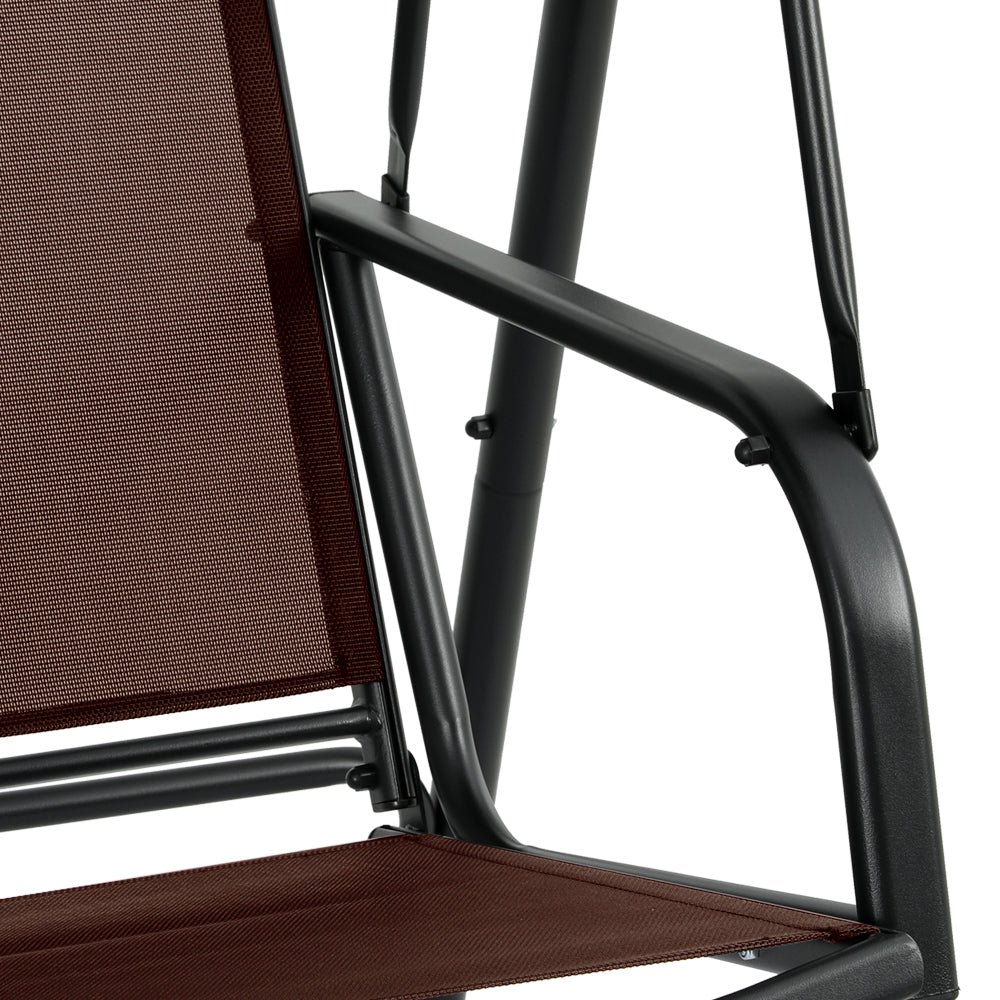 Gardeon 2-Seater Outdoor Swing Chair Adjustable Canopy Brown