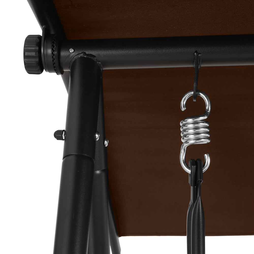 Gardeon 2-Seater Outdoor Swing Chair Adjustable Canopy Brown