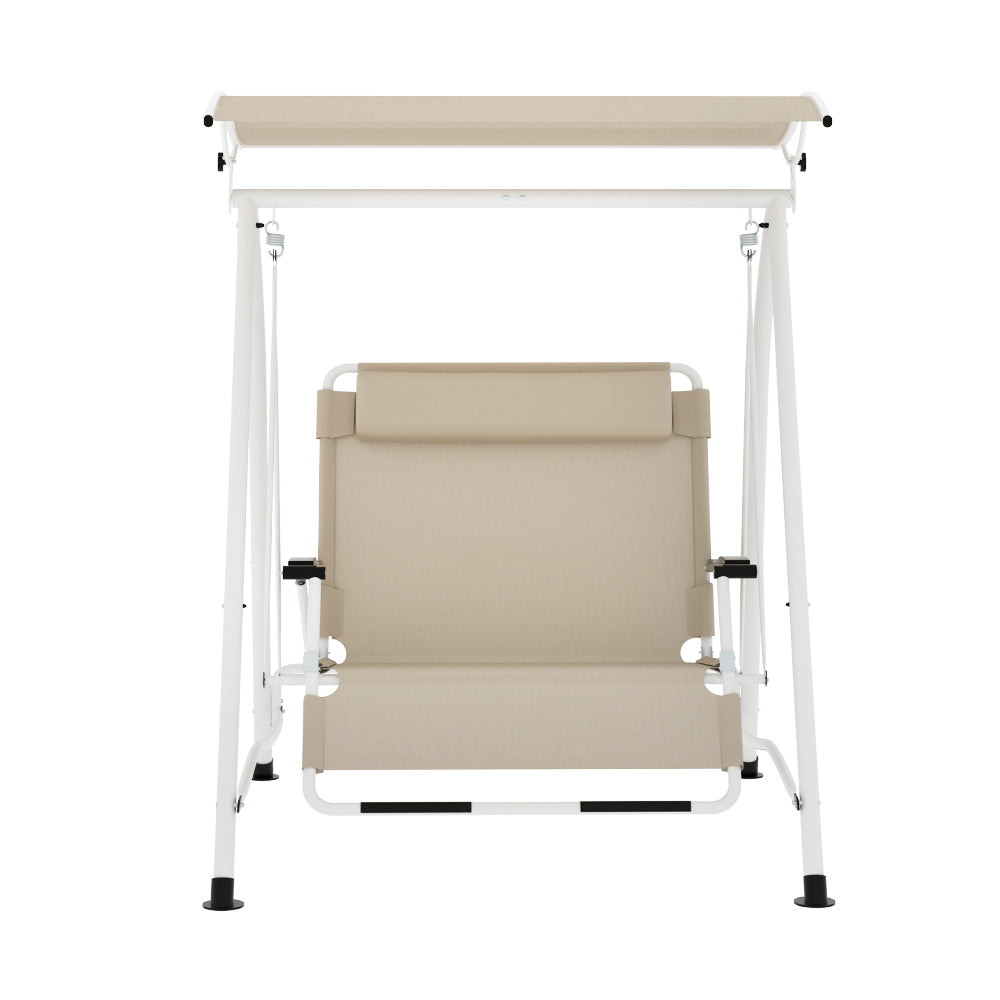 Gardeon 2-Seater Outdoor Swing Chair Canopy Beige