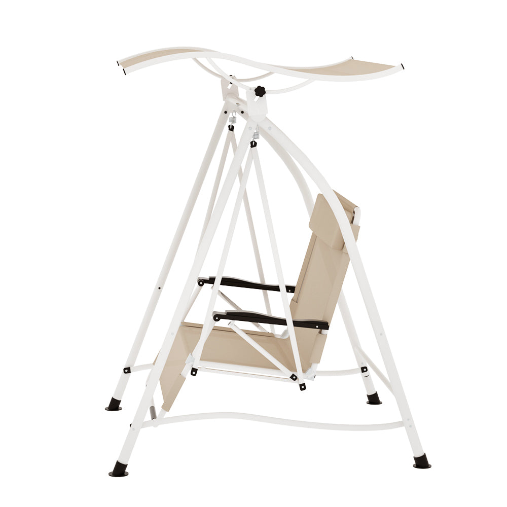 Gardeon 2-Seater Outdoor Swing Chair Canopy Beige