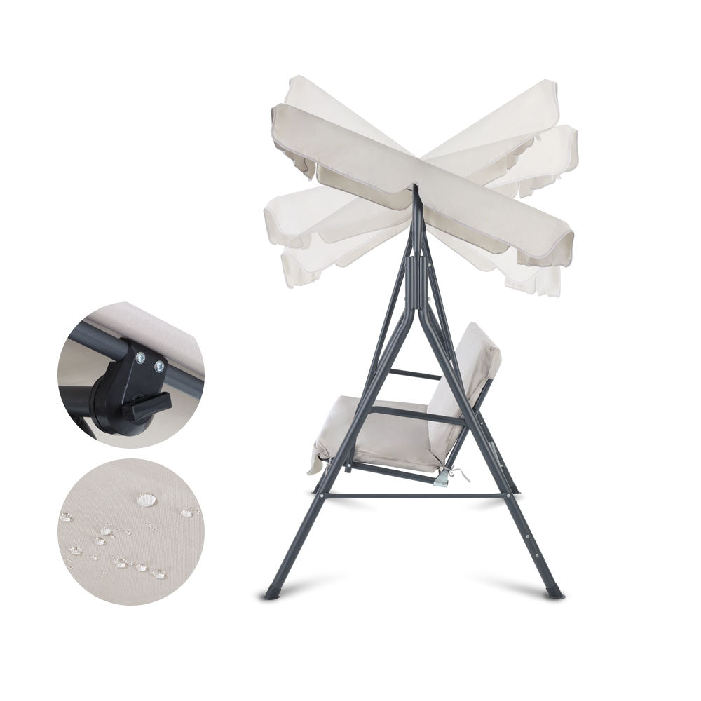 Gardeon 3-Seater Outdoor Swing Chair Beige Canopy