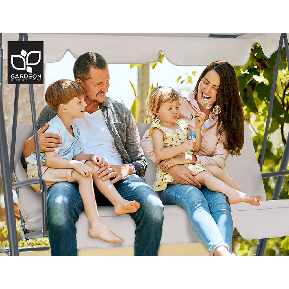 Gardeon 3-Seater Outdoor Swing Chair Beige Canopy