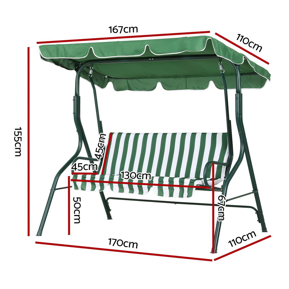 Water-Resistant 3 Seater Outdoor Swing Chair with Canopy