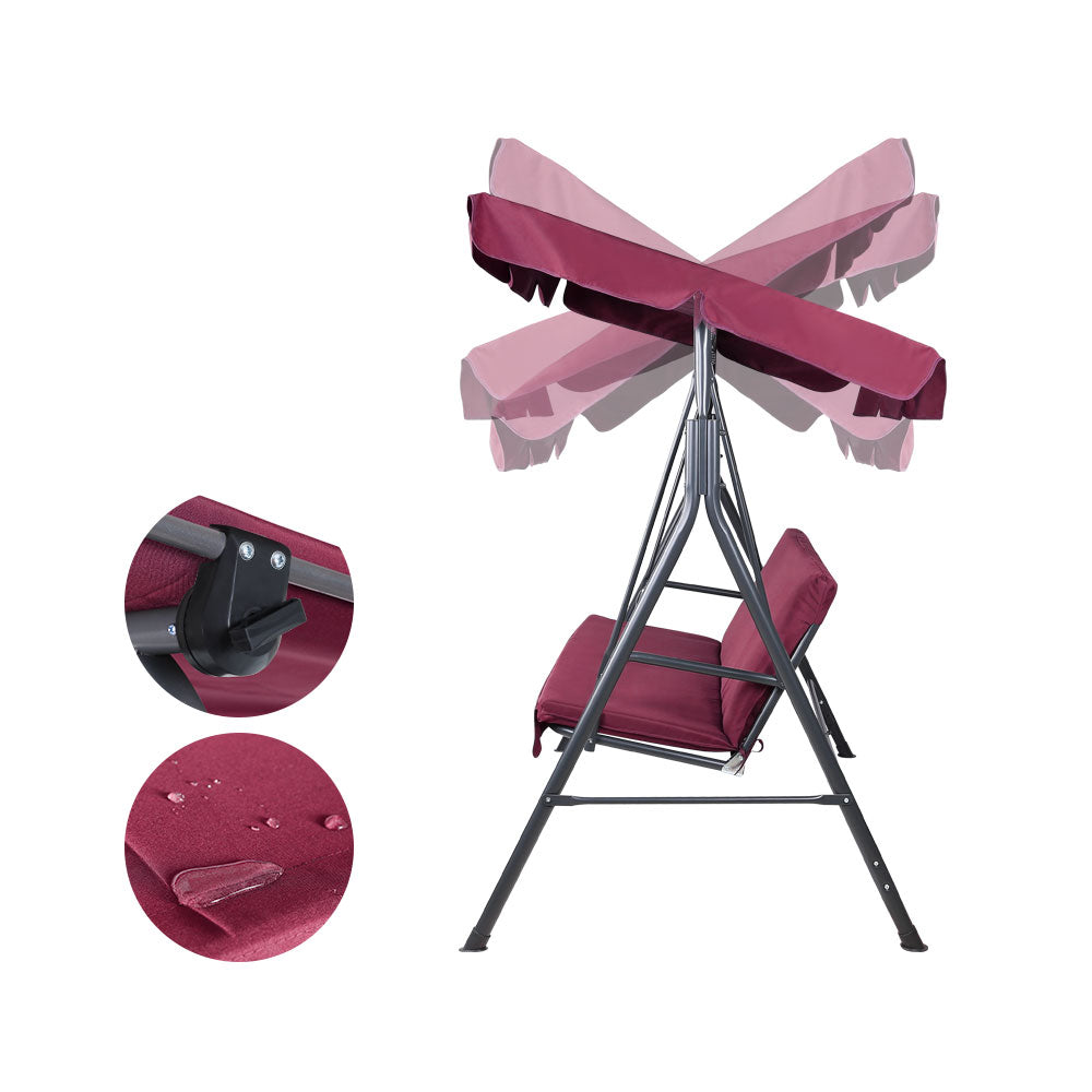 Gardeon 3-Seater Outdoor Swing Chair Canopy Wine Red