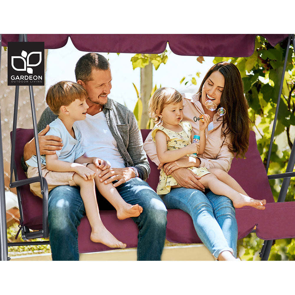 Gardeon 3-Seater Outdoor Swing Chair Canopy Wine Red