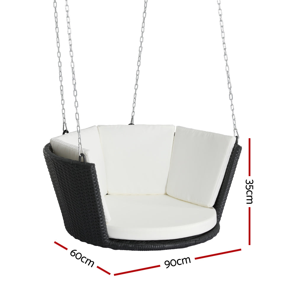 Gardeon Single Rattan Swing Chair Black Outdoor Furniture