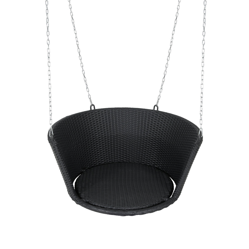 Gardeon Single Rattan Swing Chair Black Outdoor Furniture