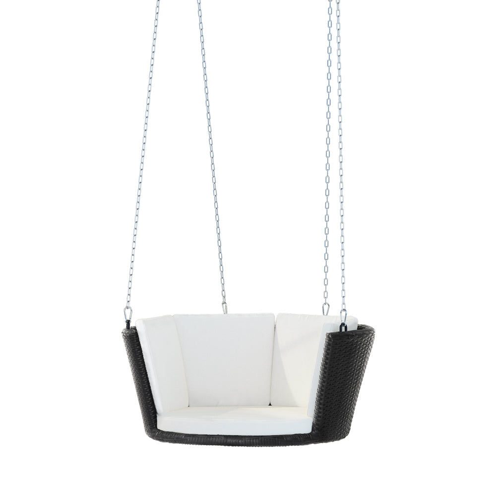 Gardeon Single Rattan Swing Chair Black Outdoor Furniture