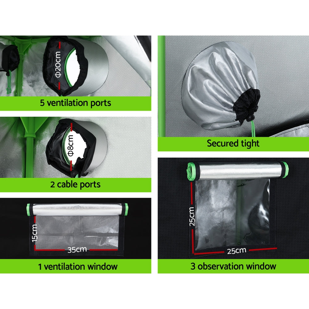 Greenfingers 120x60x210CM Adjustable Hydroponics Grow Tent Industrial Grey