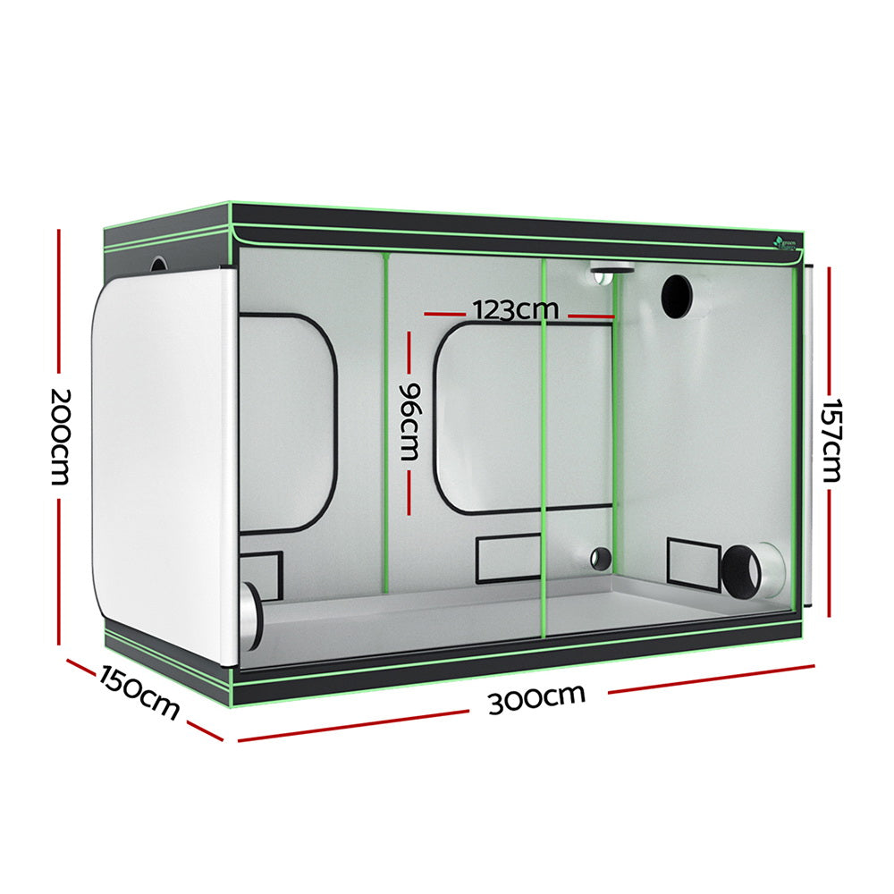 Greenfingers 300x150x200cm Hydroponics Grow Tent Kit Black