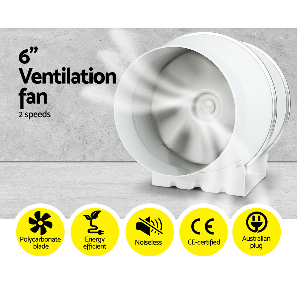 Greenfingers 6" Ventilation Kit Fan Grow Tent Carbon Filter Duct Speed Controlled