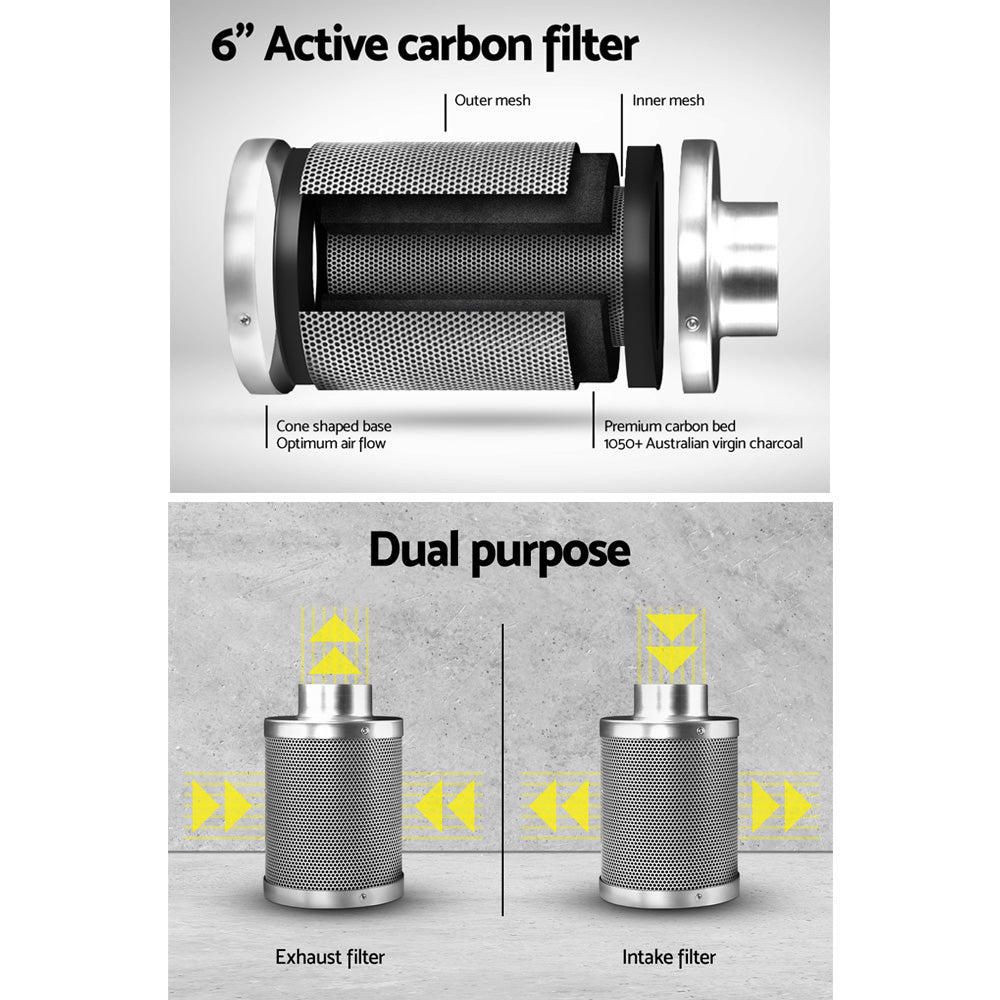 Greenfingers 6" Ventilation Kit Fan Grow Tent Carbon Filter Duct Speed Controlled