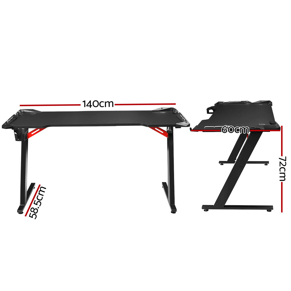 Artiss 140cm Gaming Desk RGB LED Black