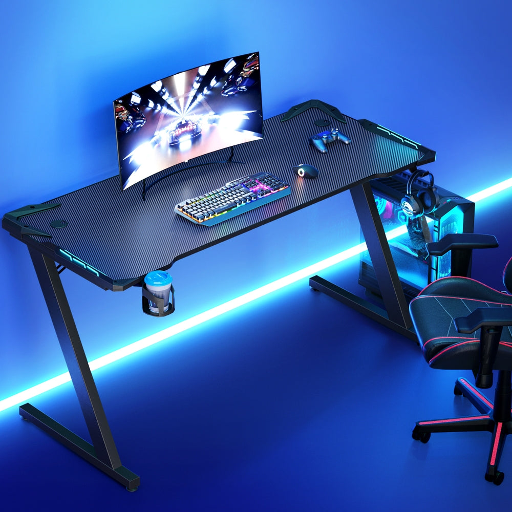Artiss Gaming Computer Desk with RGB LED Light 140cm