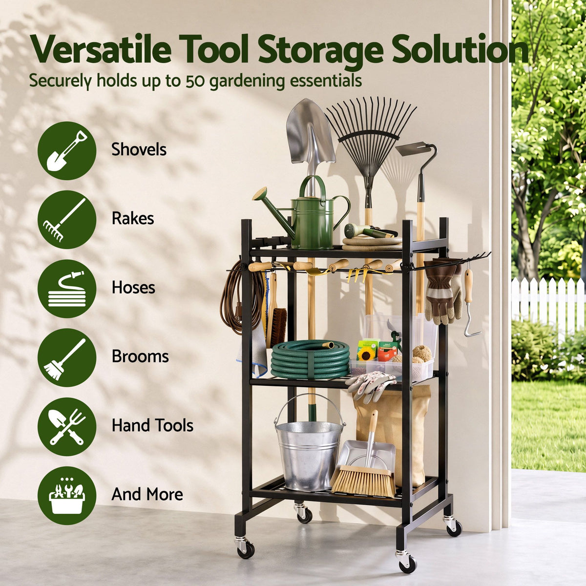 Gardeon Garden Tool Organiser Storage Cart with Wheels