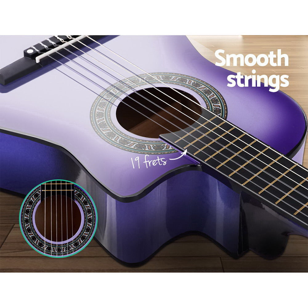 Alpha 34" Classical Guitar Wooden Body Nylon String Kids Gift Purple
