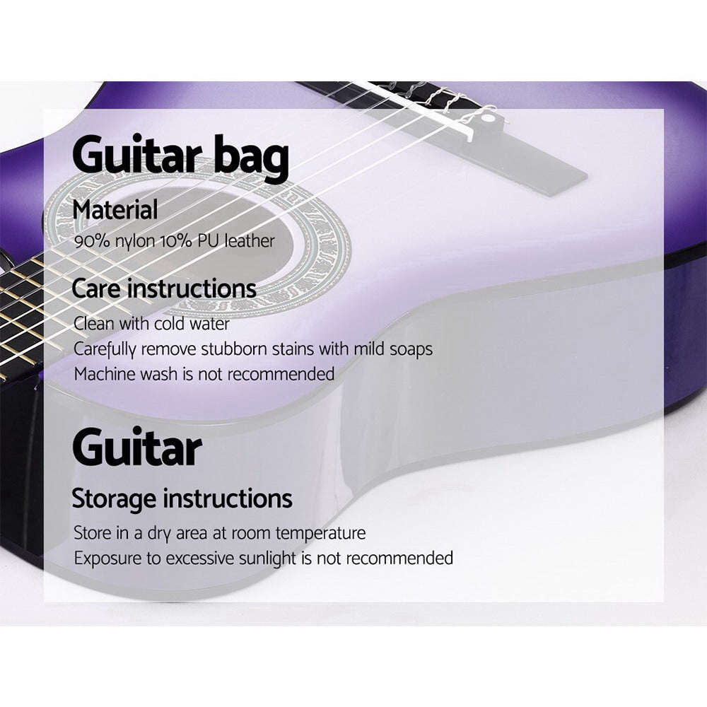 Alpha 34" Classical Guitar Wooden Body Nylon String Kids Gift Purple