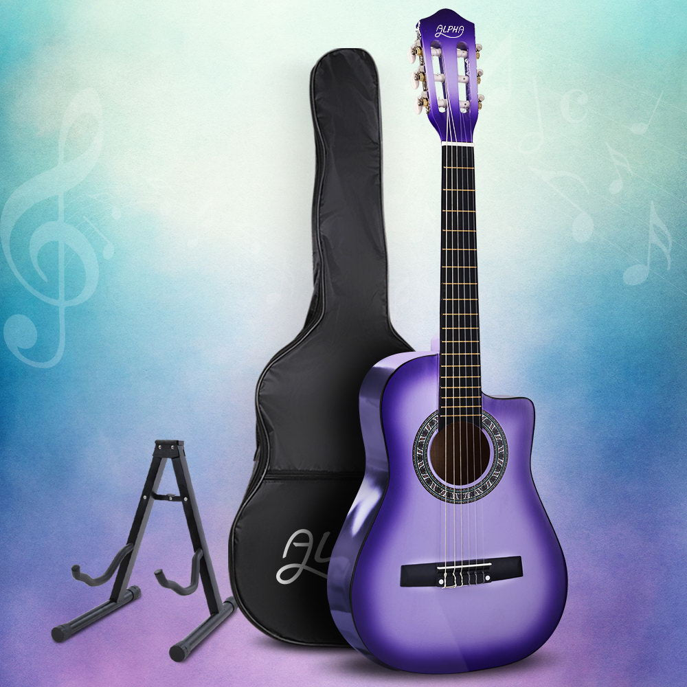 Alpha 34" Classical Guitar Wooden Nylon String Beginner Purple