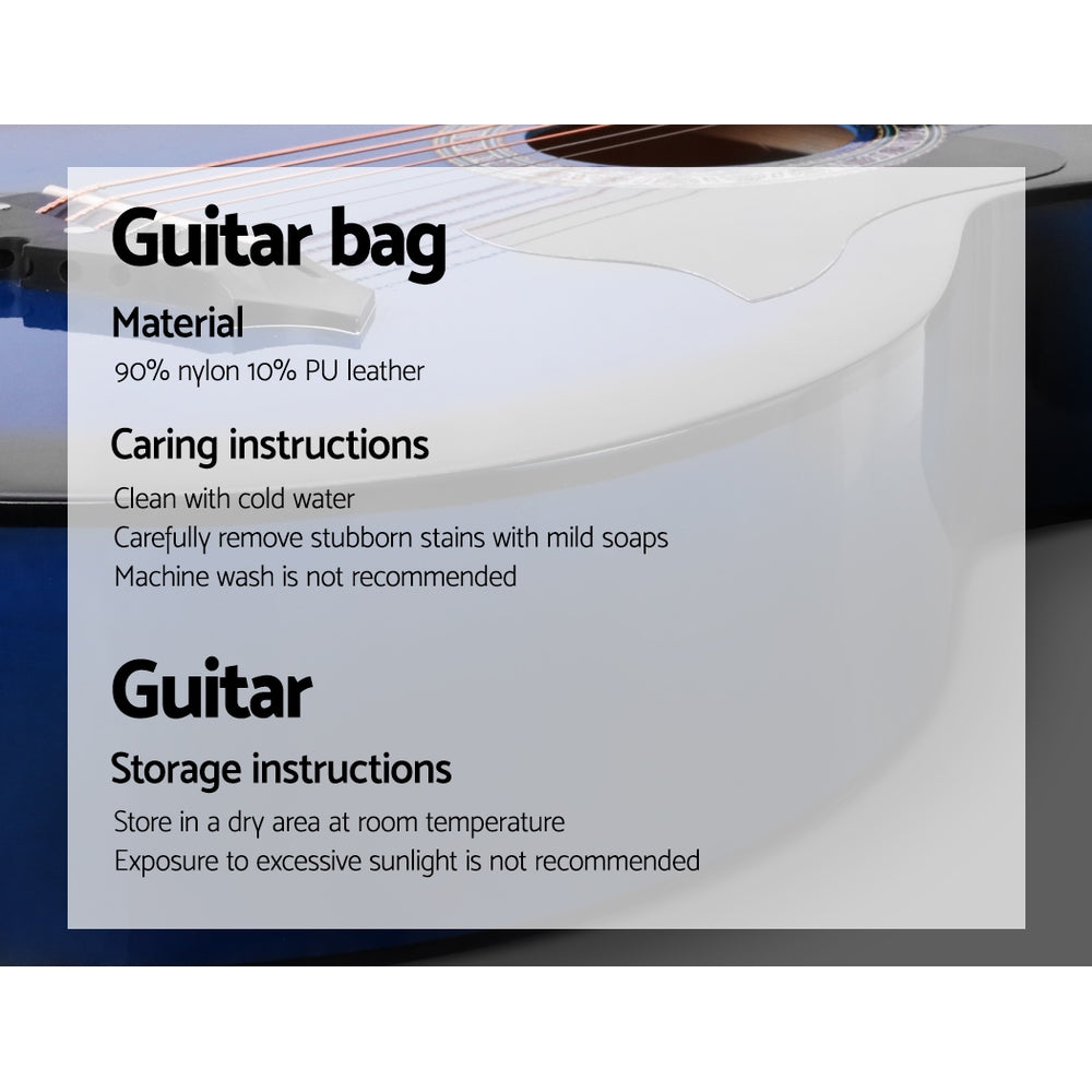 Alpha 38" Acoustic Guitar Wooden Steel String Cutaway Blue