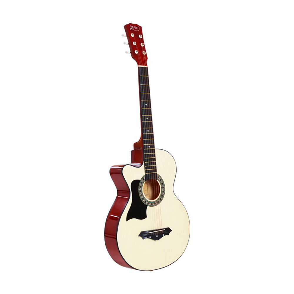 Alpha 38" Acoustic Guitar Left-Handed Steel String Wood Finish