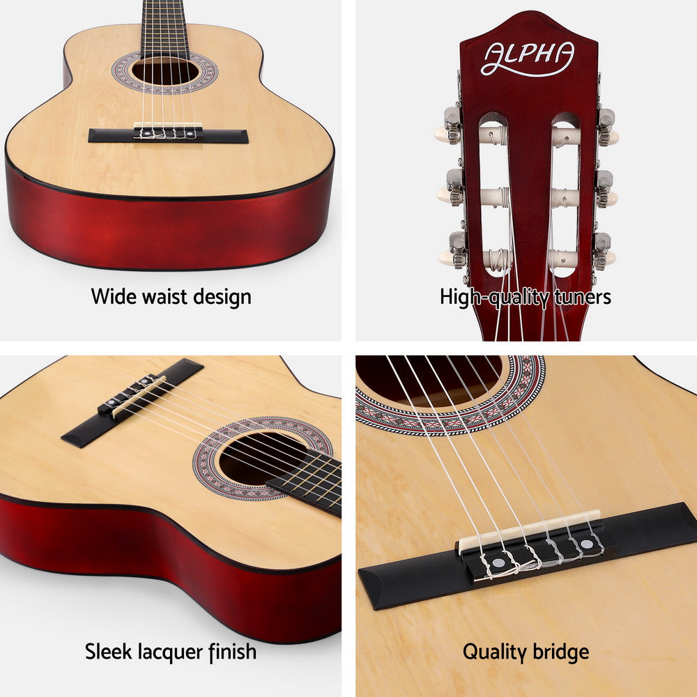 Alpha 39" Classical Guitar Wooden Body Nylon String Natural