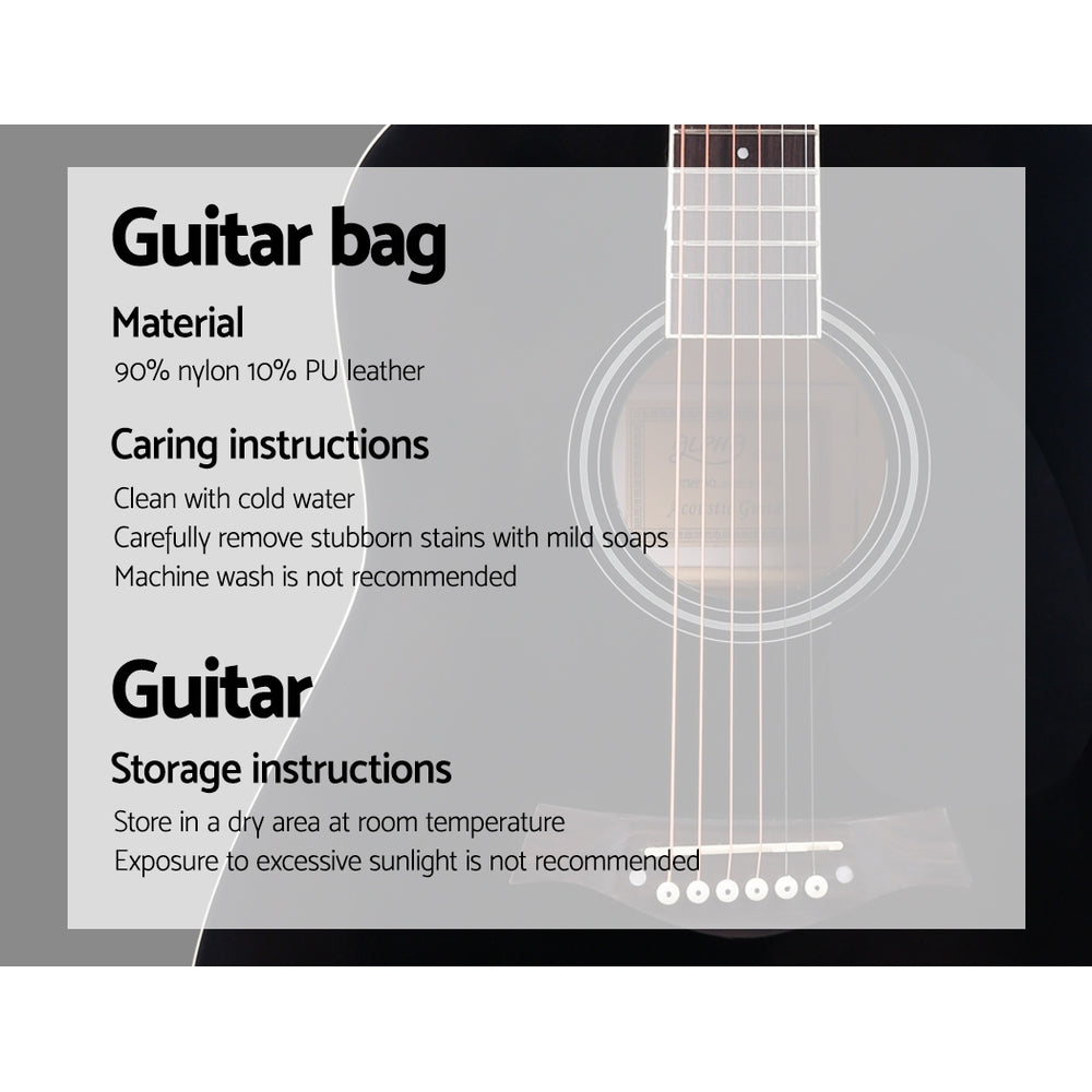 Alpha 41" Dreadnought Acoustic Guitar Steel String Black