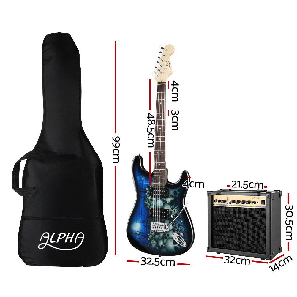 Alpha 41" Electric Guitar Humbucker Pickup Switch Amplifier Black