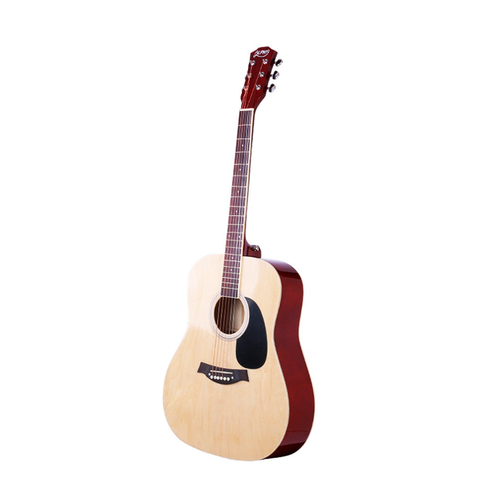 Alpha 41" Dreadnought Acoustic Guitar Steel String Natural Wood