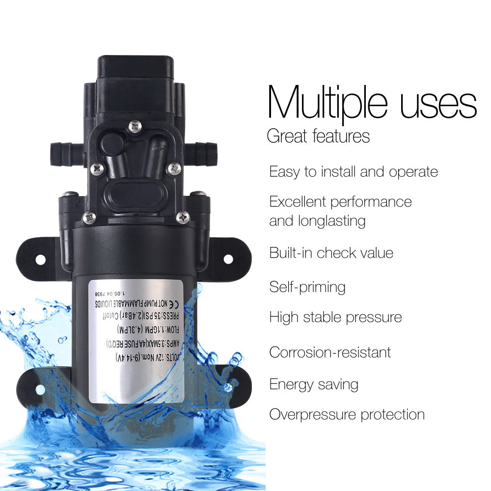 Portable 12V Water Pressure Shower Pump 4.3L/Min