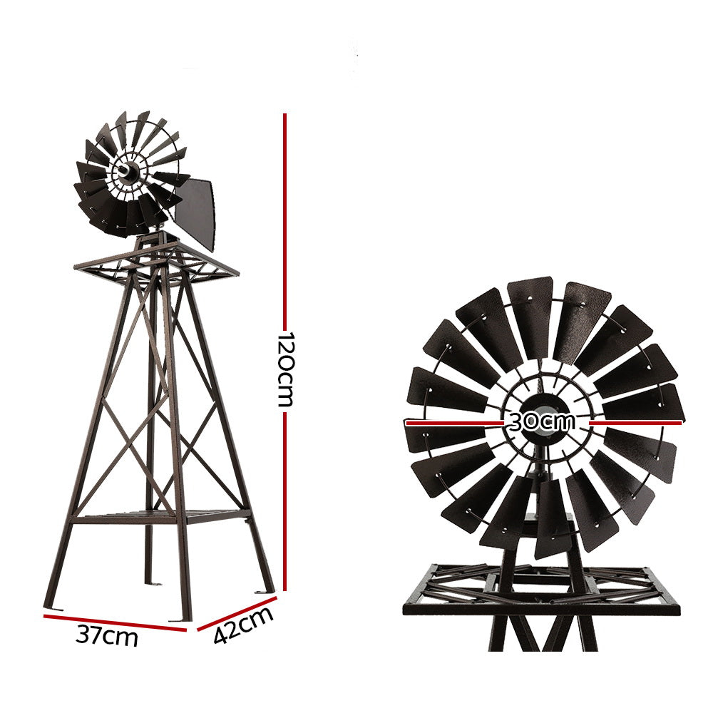 Gardeon 120cm Metal Garden Windmill Bronze Trim Outdoor Decor