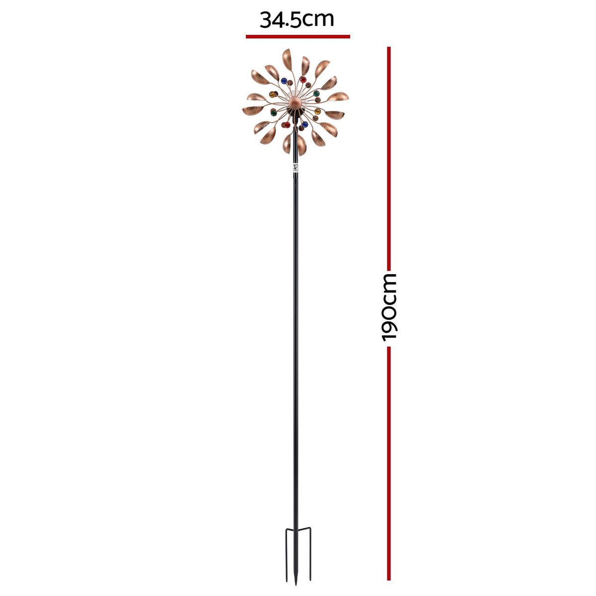 Gardeon Garden Windmill Metal Solar Light 190cm Bronze
