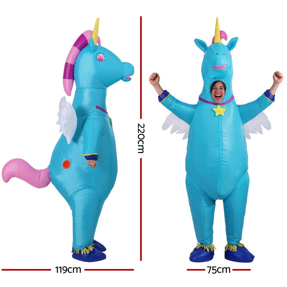 Unicorn Inflatable Costume 2.2m Adult Fancy Dress Blue