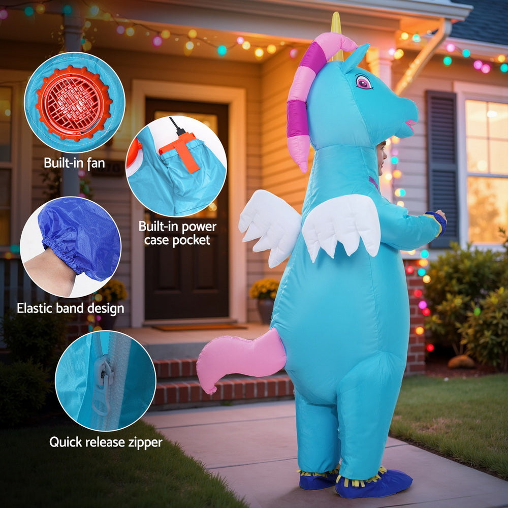 Unicorn Inflatable Costume 2.2m Adult Fancy Dress Blue