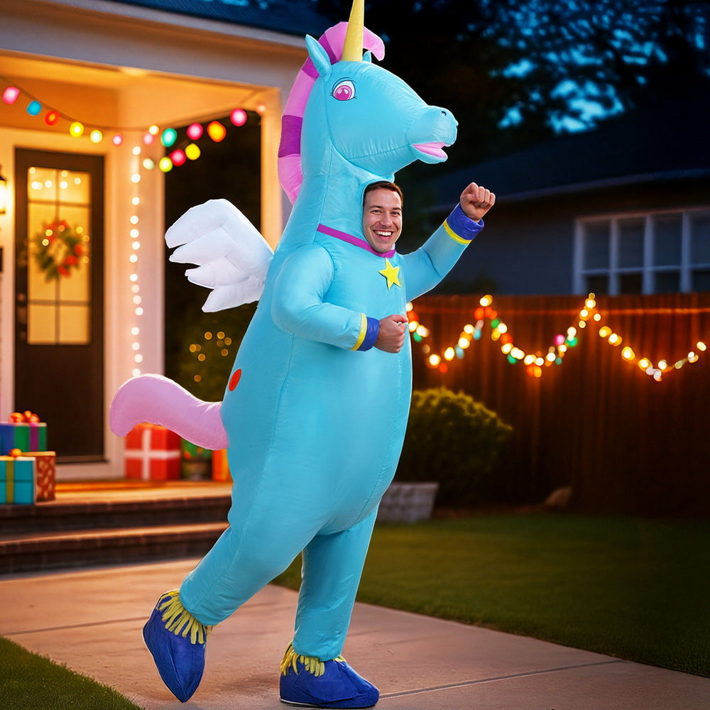 Unicorn Inflatable Costume 2.2m Adult Fancy Dress Blue
