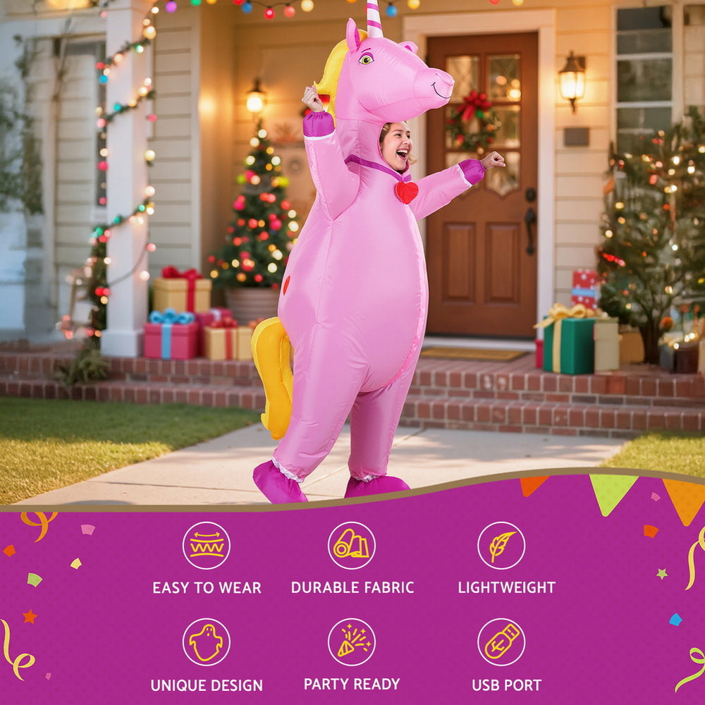 Unicorn Inflatable Costume 2.2m Adult Pink Fancy Dress Halloween