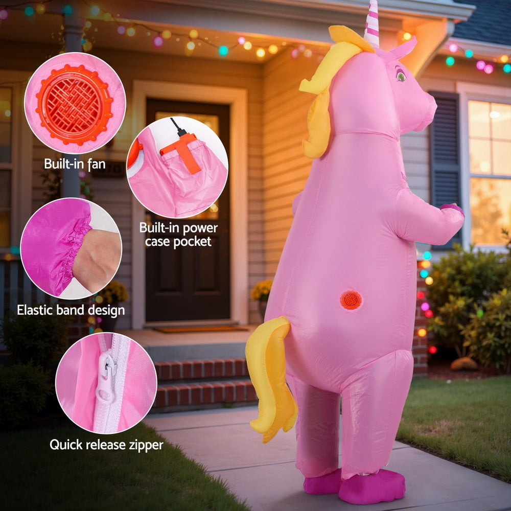 Unicorn Inflatable Costume 2.2m Adult Pink Fancy Dress Halloween