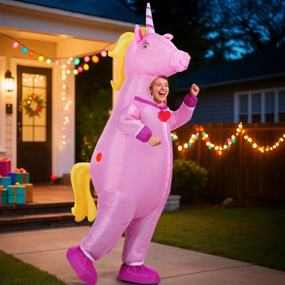 Unicorn Inflatable Costume 2.2m Adult Pink Fancy Dress Halloween