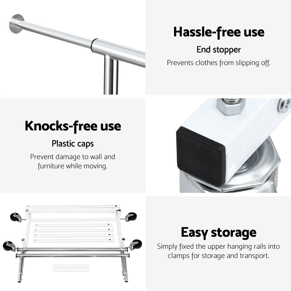 Artiss 2X Clothes Rack Double Rod Airer Rail Coat Stand Adjustable Hanger