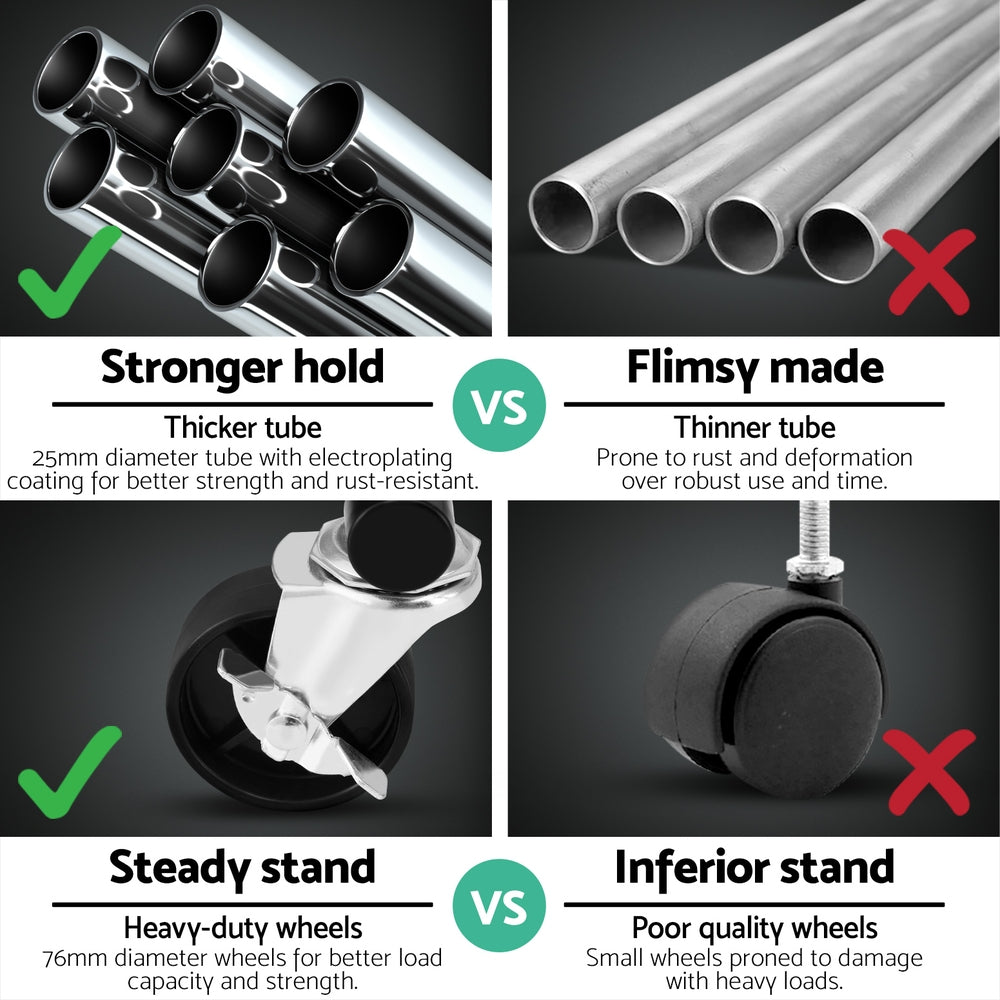 Artiss Adjustable Clothes Rack Airer Coat Stand Silver