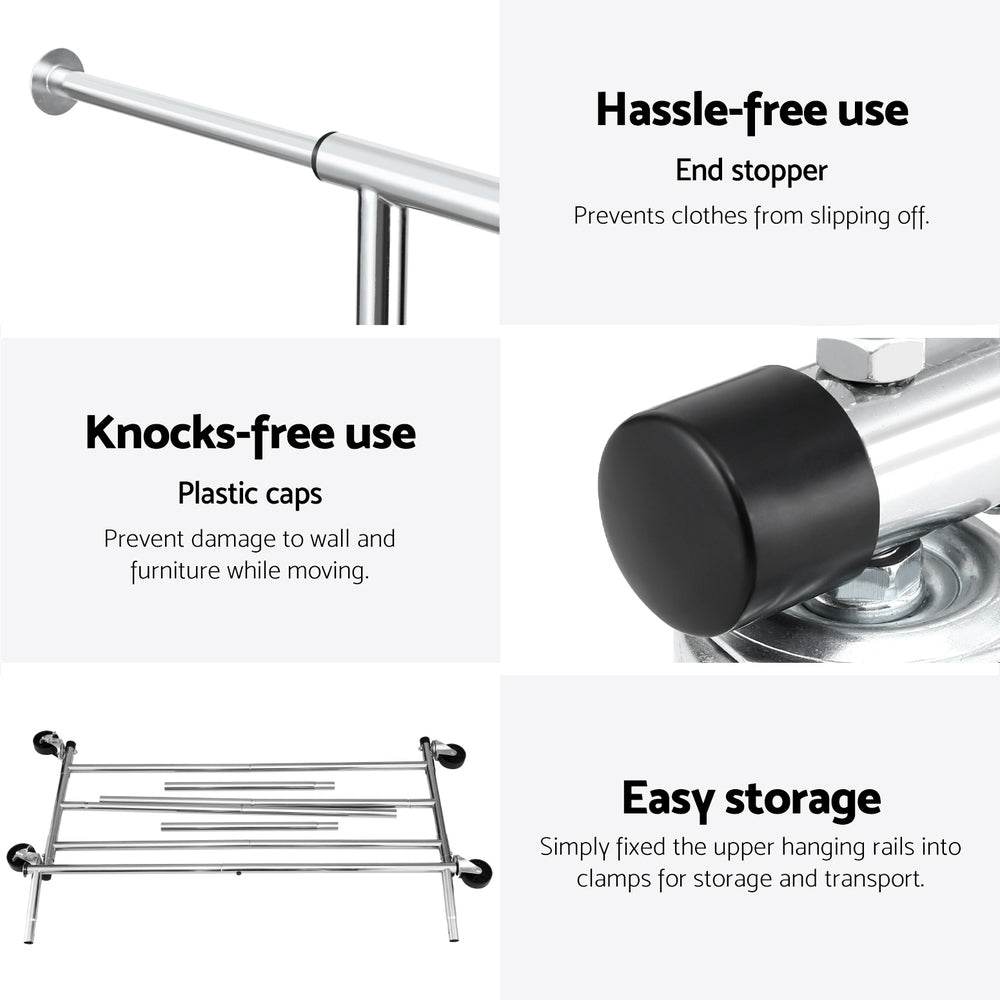 Artiss Adjustable Clothes Rack Airer Coat Stand Silver