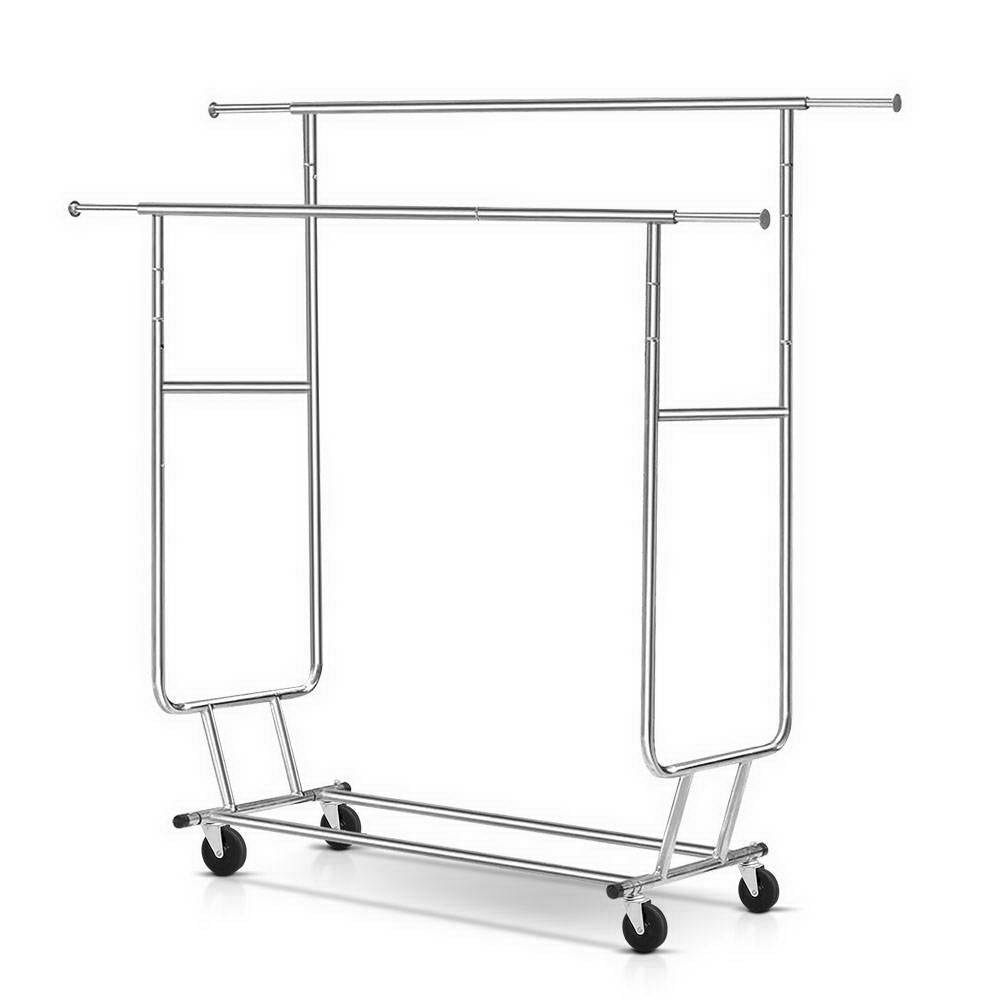 Artiss Double Rail Adjustable Clothes Rack Airer Silver